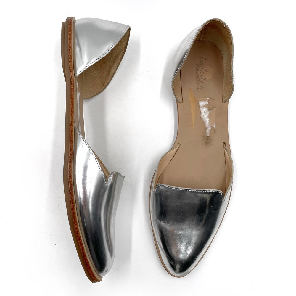 Loeffler Randall Prue Silver Metallic D'Orsay Flats Women's Sz 10.5